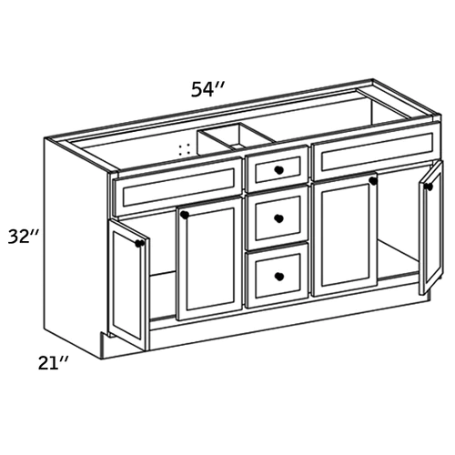 VCD542132 - Vanity 4 Doors and 2 Fixed Drawers 3 Drawers Pack - CC9000